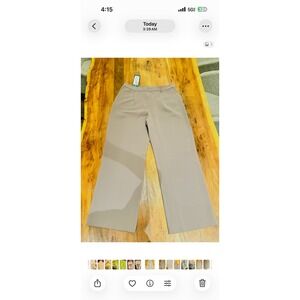 DKNY Wide Leg Dress Pants Women Size 12 Beige NEW Flat Front Elastic Back